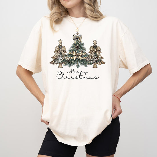 Merry Christmas Trees Sweatshirt or T-Shirt | DTG Printed Holiday Graphic Shirt | Cozy Unisex Christmas Top