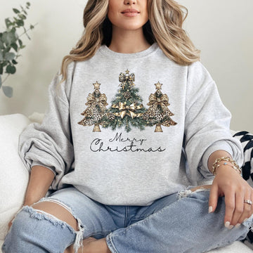 Merry Christmas Trees Sweatshirt or T-Shirt | DTG Printed Holiday Graphic Shirt | Cozy Unisex Christmas Top