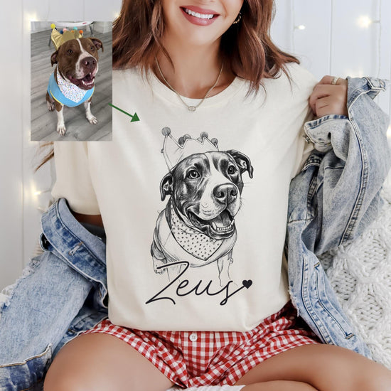 Custom Pet T-Shirt with Photo & Name DTG Printed | Personalized Pet Portrait Shirt | Custom Dog Cat Graphic Tee | Pet Lover Gift