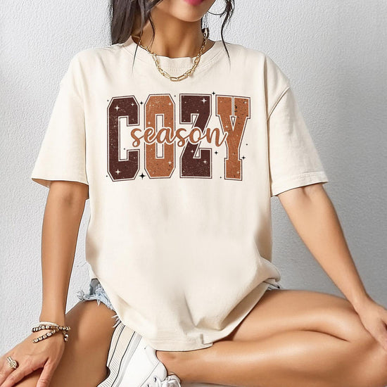 Cozy Season DTG Printed, Sweatshirt T-Shirt, Halloween Sweatshirt or Tshirt, Pink Halloween, Trendy Halloween Outfit, Halloween Graphic Tee