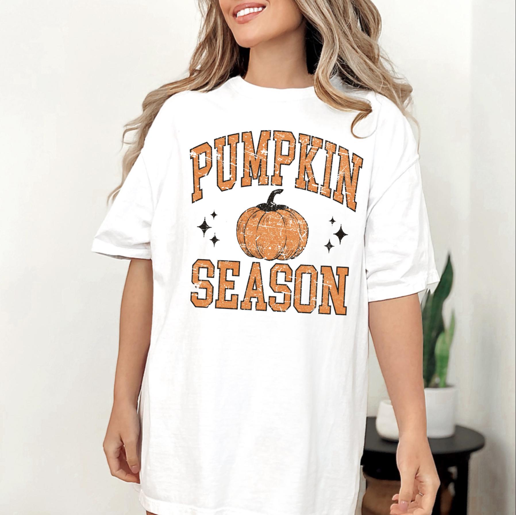 Pumpkin Season Shirt, Fall Sweatshirt or Tee, Cozy Autumn Graphic Shirt, DTG Printed Pumpkin Season Crewneck, Cute Fall Outfit