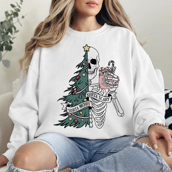 Sorta Merry Sorta Scary DTG Printed Sweatshirt or T-Shirt