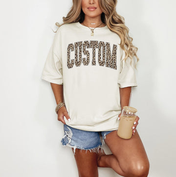 Custom Leopard Pattern Text Sweatshirt or T-Shirt: Personalized Leopard Style
