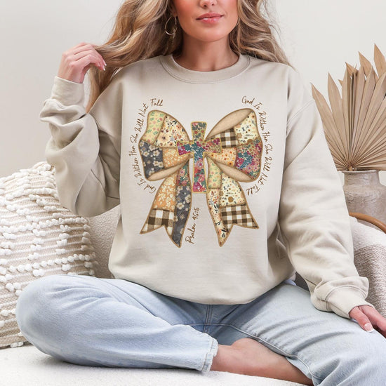 Faith Bow Sweatshirt or T-Shirt, Christian Graphic Tee, DTG Printed Inspirational Shirt, Cute Faith Outfit, Religious Gift for Women