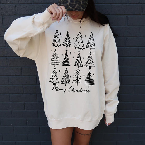 Christmas Trees DTG Printed T-Shirt or Sweatshirt | DTG Printed Holiday Graphic Shirt | Cozy Unisex Christmas Top