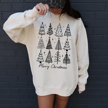 Christmas Trees DTG Printed T-Shirt or Sweatshirt | DTG Printed Holiday Graphic Shirt | Cozy Unisex Christmas Top