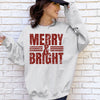 Merry and Bright DTG Printed Pink Santa Sweatshirt or T-Shirt | Cute Holiday Graphic Tee | Christmas Shirt