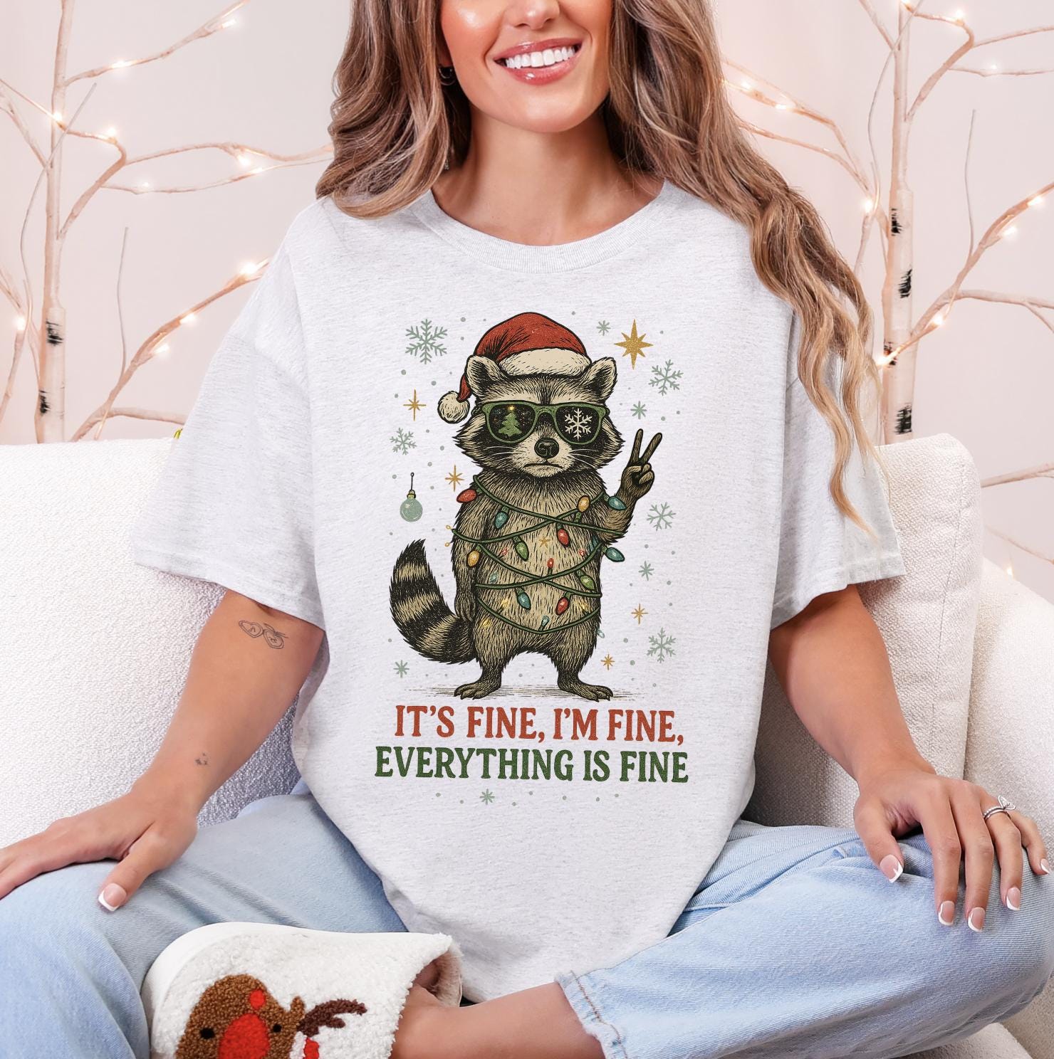 Everything&#39;s Fine Christmas DTG Printed Sweatshirt or T-Shirt