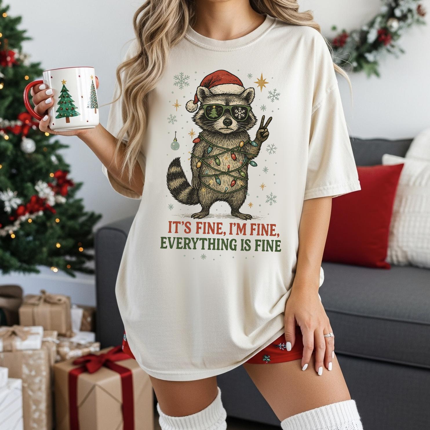 Everything&#39;s Fine Christmas DTG Printed Sweatshirt or T-Shirt