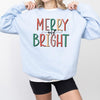 Merry and Bright Christmas Sweatshirt, Cute Holiday Crewneck, Trendy Christmas Graphic Tee, Cozy DTG Printed T-Shirt