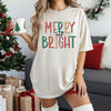 Merry and Bright Christmas Sweatshirt, Cute Holiday Crewneck, Trendy Christmas Graphic Tee, Cozy DTG Printed T-Shirt