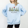 Merry Christmas Trees DTG Printed Shirt or Sweatshirt, Cute Holiday Crewneck, Christmas Graphic Tee, Cozy Xmas T-Shirt