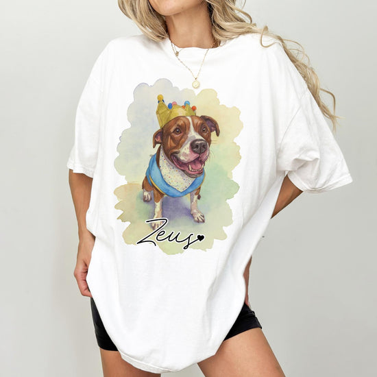Custom Full Color Pet T-Shirt with Photo & Name DTG Printed | Personalized Pet Portrait Shirt | Custom Dog Cat Graphic Tee | Pet Lover Gift