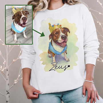 Custom Full Color Pet T-Shirt with Photo & Name DTG Printed | Personalized Pet Portrait Shirt | Custom Dog Cat Graphic Tee | Pet Lover Gift