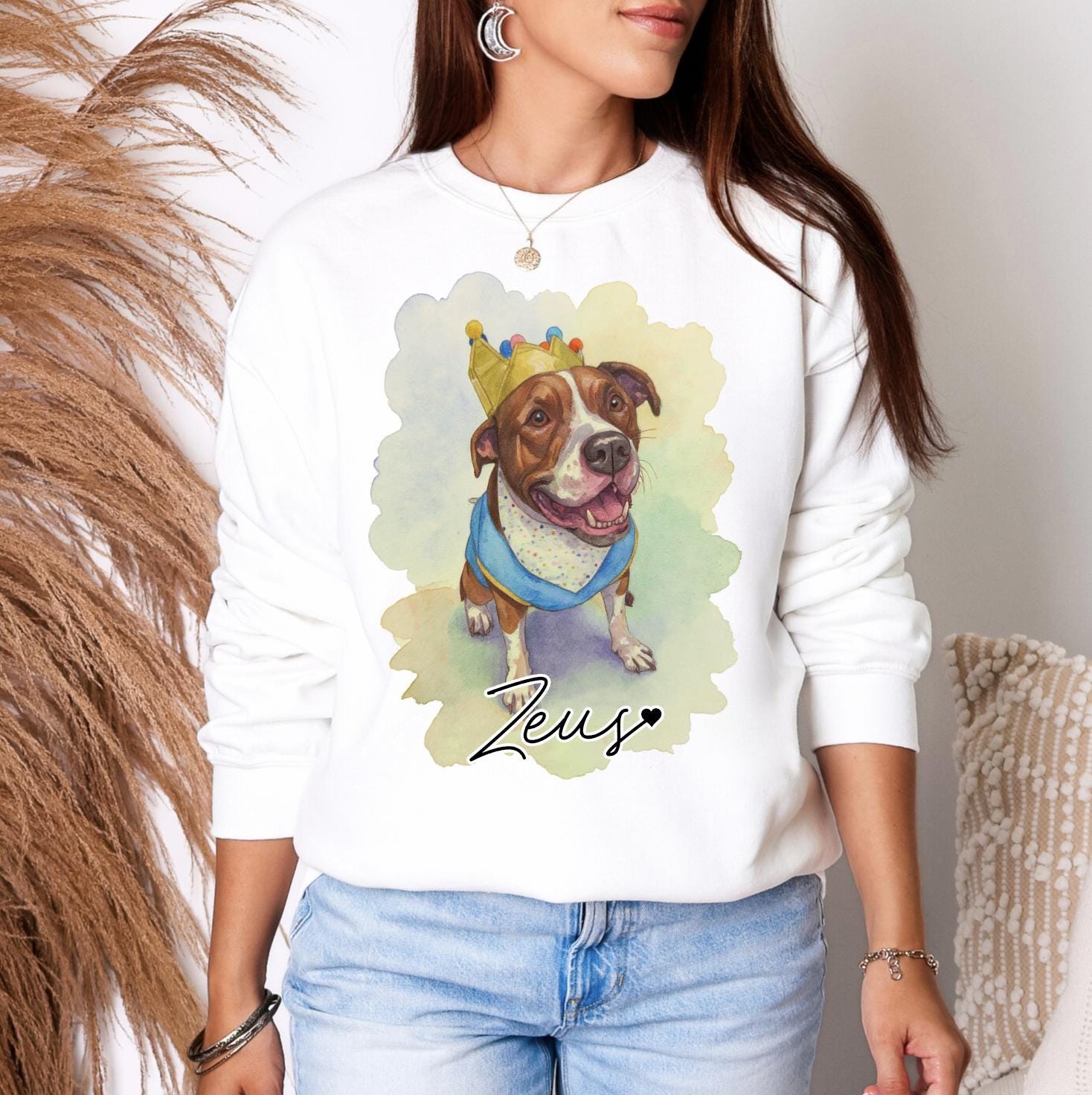 Custom Full Color Pet T-Shirt with Photo & Name DTG Printed | Personalized Pet Portrait Shirt | Custom Dog Cat Graphic Tee | Pet Lover Gift
