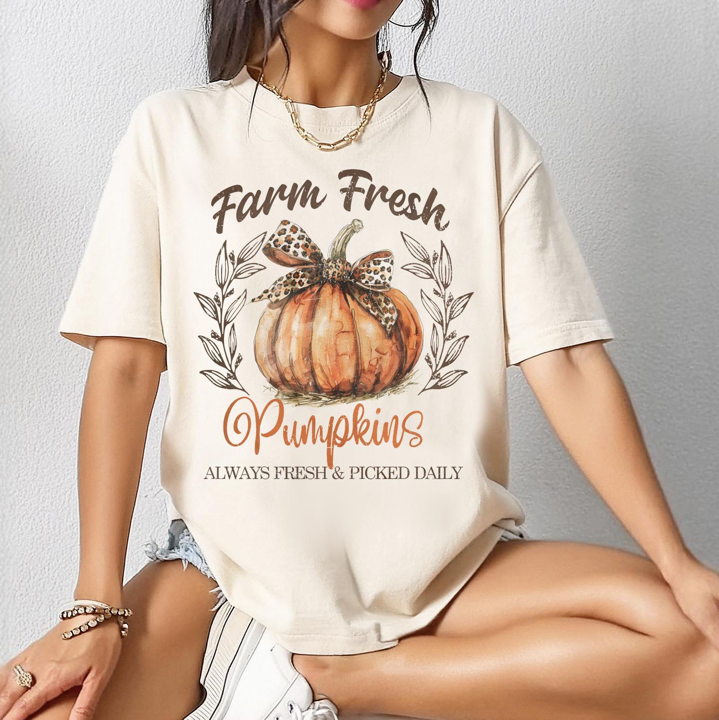Farm Fresh Pumpkins Sweatshirt or T-Shirt, Fall Pumpkin Patch Shirt, Autumn Cozy Outfit, Rustic Farmhouse Fall Shirt