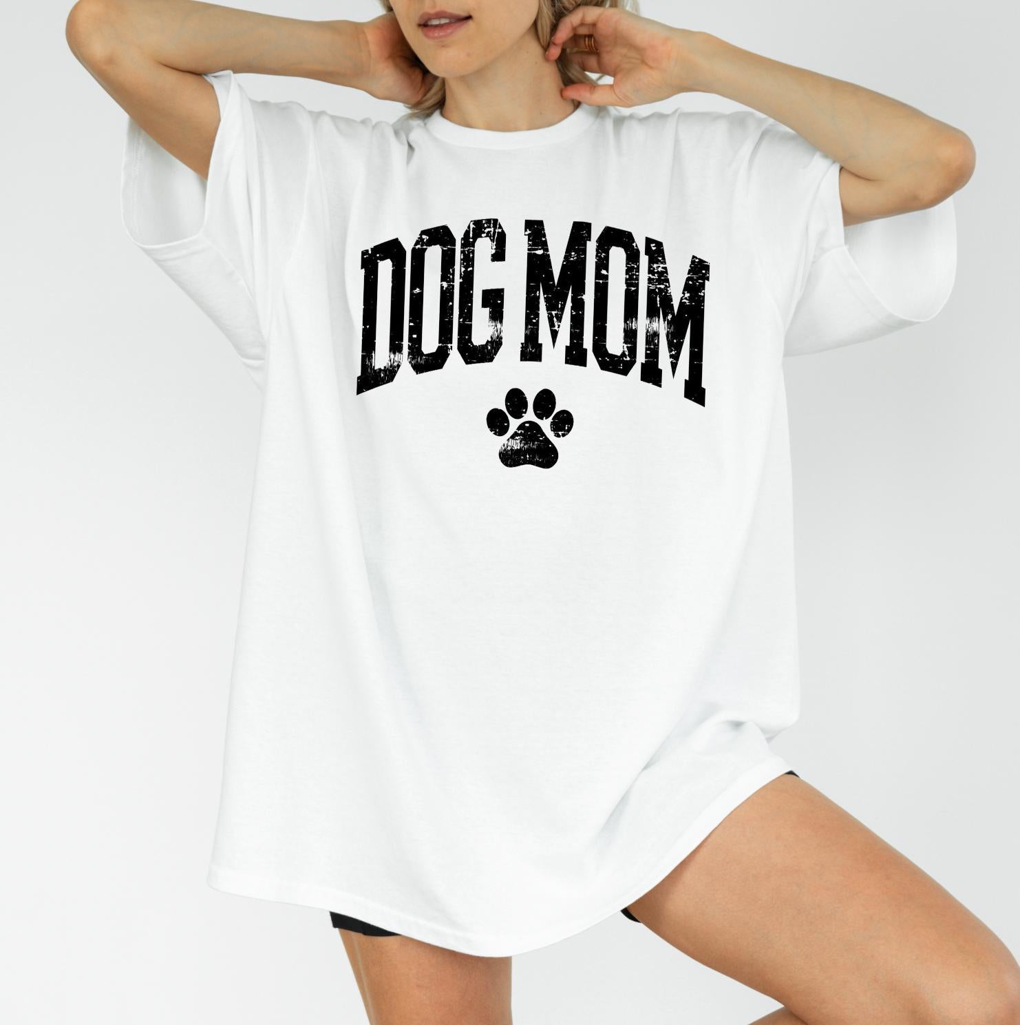 Dog Mom Sweatshirt, Dog Mom T-Shirt, DTG Printed Pet Lover Shirt, Dog Lover Gift, Cozy Graphic Tee for Women, Dog Mom Crewneck