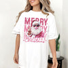 Merry Christmas DTG Printed Pink Santa Sweatshirt or T-Shirt | Cute Holiday Graphic Tee | Pink Christmas Shirt