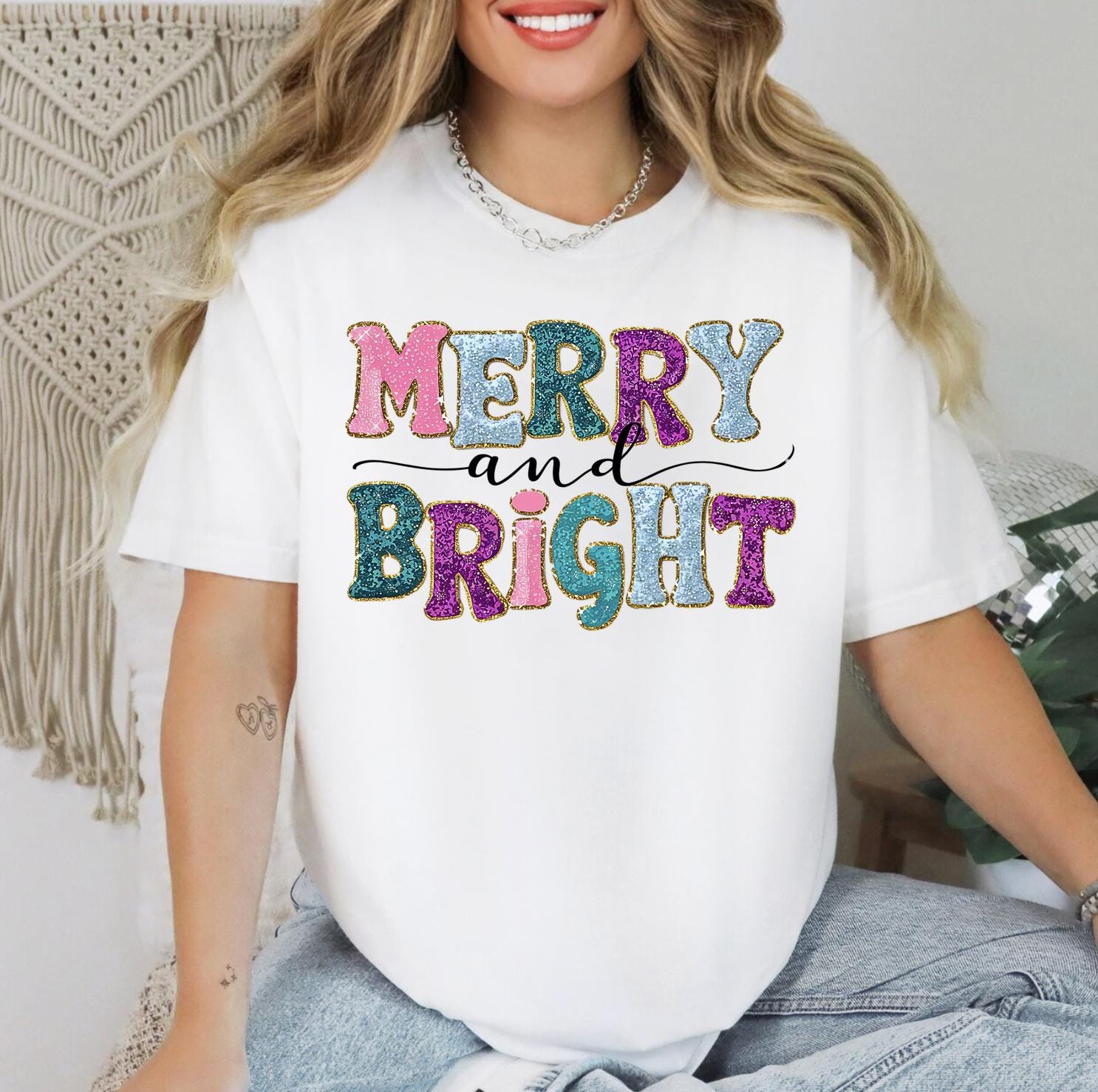 Merry Christmas Spirit T-Shirt or Sweatshirt | DTG Printed Holiday Graphic Shirt | Cozy Unisex Christmas Top