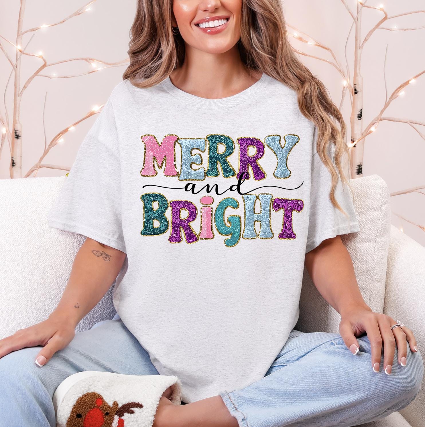 Merry Christmas Spirit T-Shirt or Sweatshirt | DTG Printed Holiday Graphic Shirt | Cozy Unisex Christmas Top