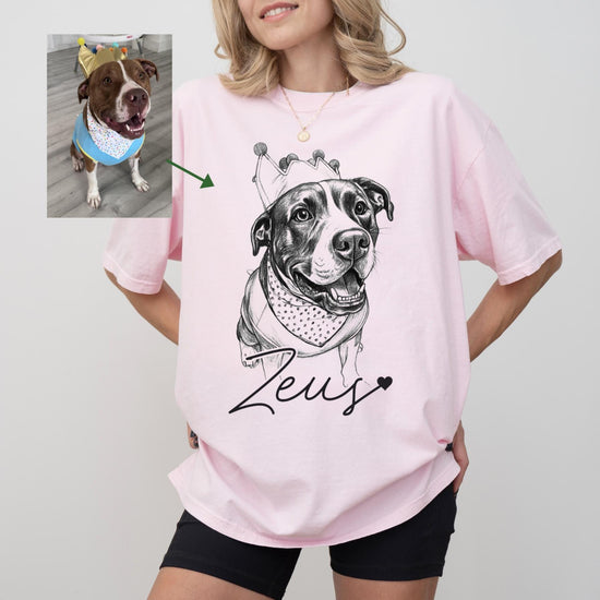 Custom Pet T-Shirt with Photo & Name DTG Printed | Personalized Pet Portrait Shirt | Custom Dog Cat Graphic Tee | Pet Lover Gift