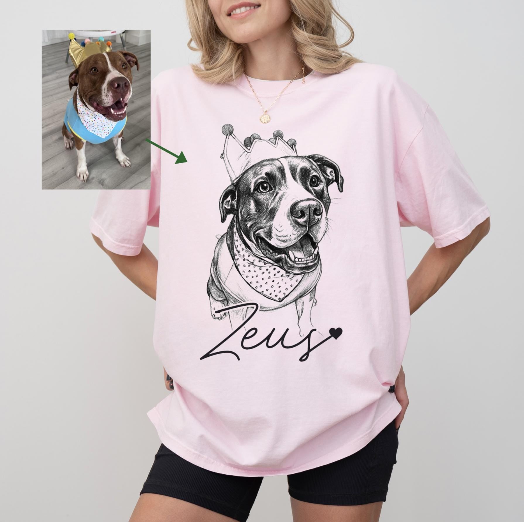 Custom Pet T-Shirt with Photo & Name DTG Printed | Personalized Pet Portrait Shirt | Custom Dog Cat Graphic Tee | Pet Lover Gift