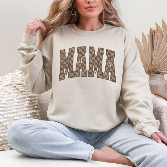 Checkered Mama Sweatshirt: Checkered Mom T-Shirt