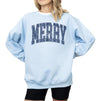 Merry Varsity Letters Christmas Sweatshirt | Trendy Christmas Pullover | Retro Holiday Crewneck | Cozy Sweatshirt | Cute Christmas Outfit