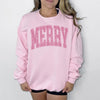 Merry Varsity Letters Christmas Sweatshirt | Trendy Christmas Pullover | Retro Holiday Crewneck | Cozy Sweatshirt | Cute Christmas Outfit
