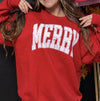 Merry Varsity Letters Christmas Sweatshirt | Trendy Christmas Pullover | Retro Holiday Crewneck | Cozy Sweatshirt | Cute Christmas Outfit