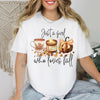 Just a Girl Who Loves Fall Shirt, Cozy Autumn Graphic Tee, Fall Vibes Pumpkin Leaves T-Shirt, DTG Printed Autumn Shirt, Cute Fall Outfit