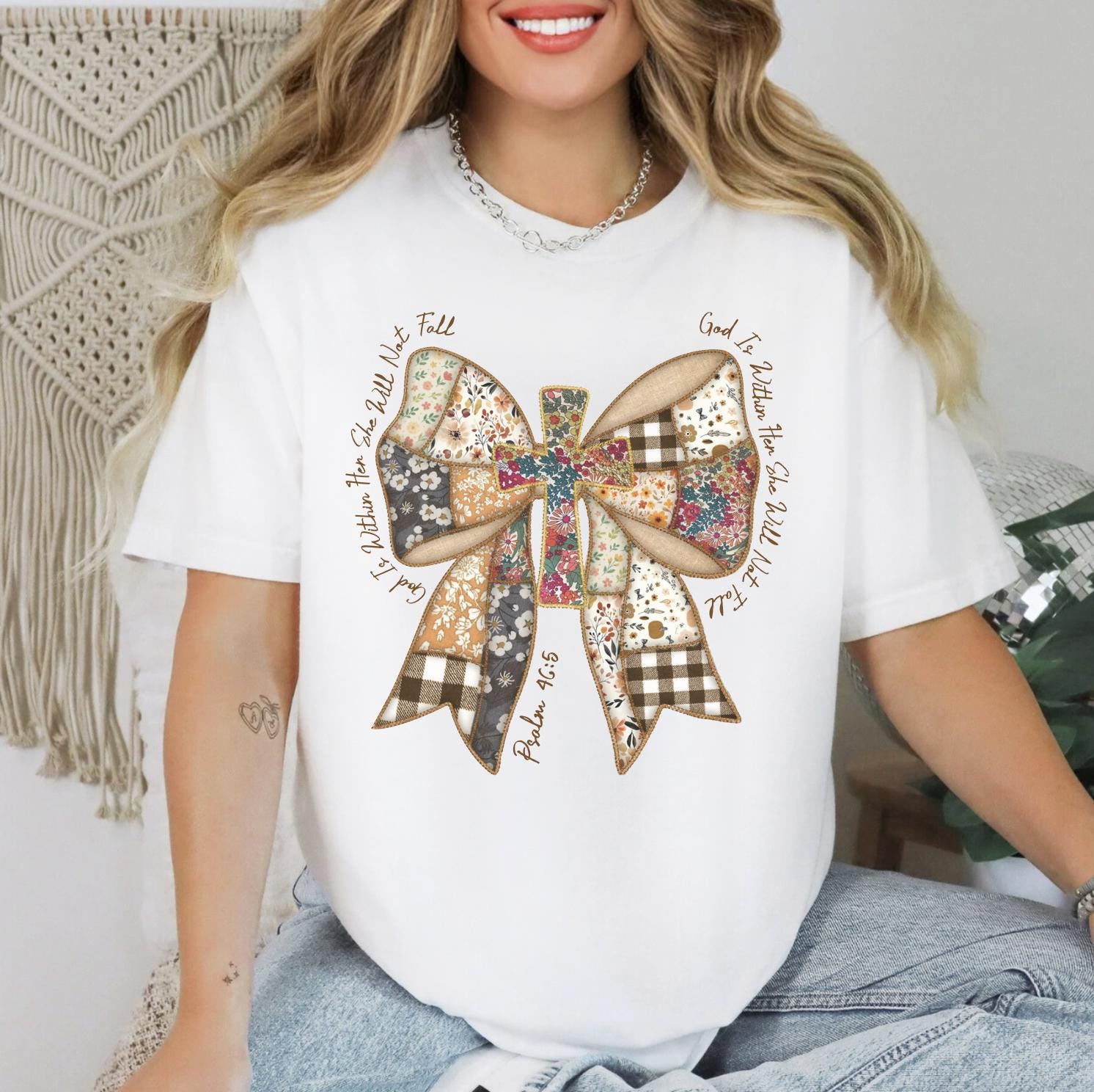 Faith Bow Sweatshirt or T-Shirt, Christian Graphic Tee, DTG Printed Inspirational Shirt, Cute Faith Outfit, Religious Gift for Women