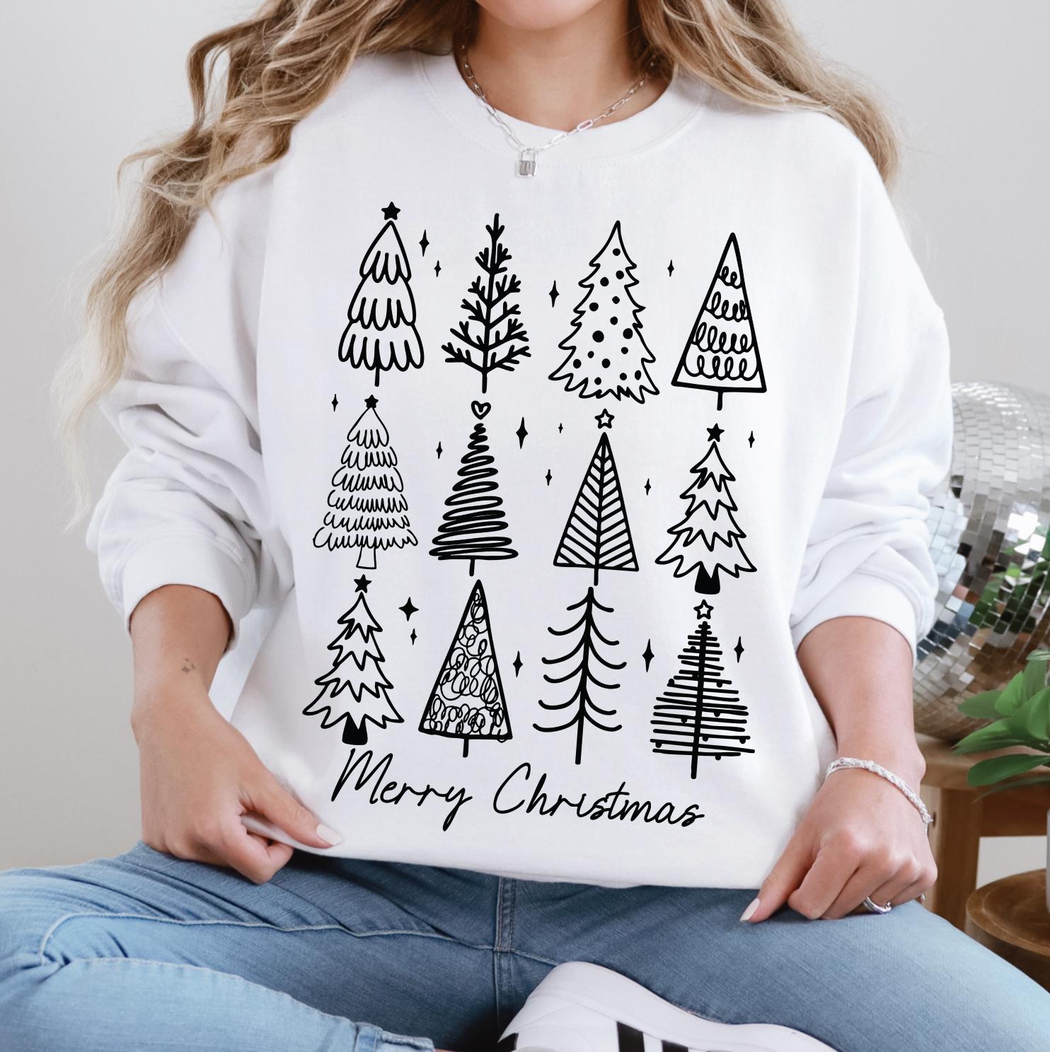 Christmas Trees DTG Printed T-Shirt or Sweatshirt | DTG Printed Holiday Graphic Shirt | Cozy Unisex Christmas Top