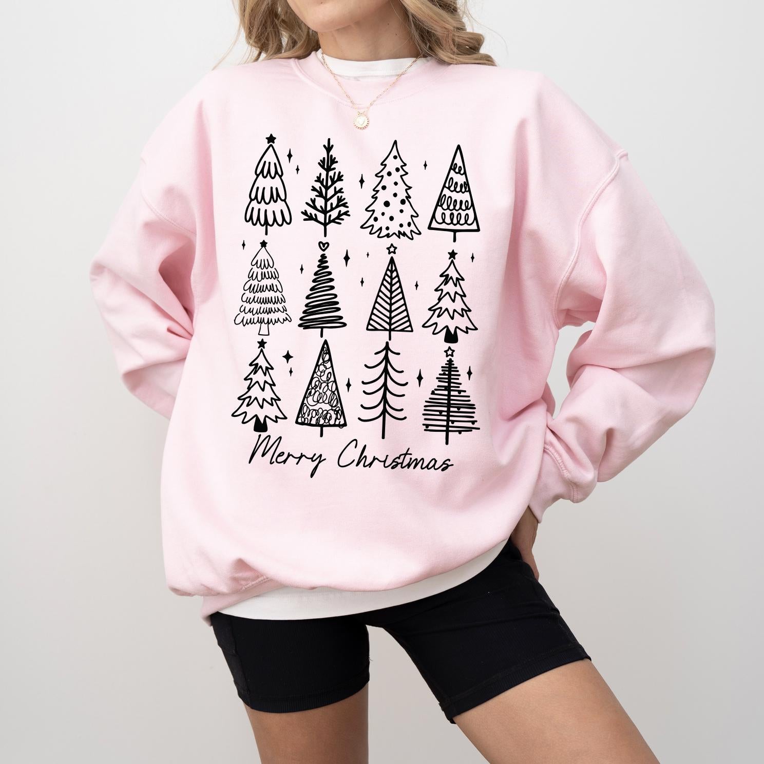 Christmas Trees DTG Printed T-Shirt or Sweatshirt | DTG Printed Holiday Graphic Shirt | Cozy Unisex Christmas Top