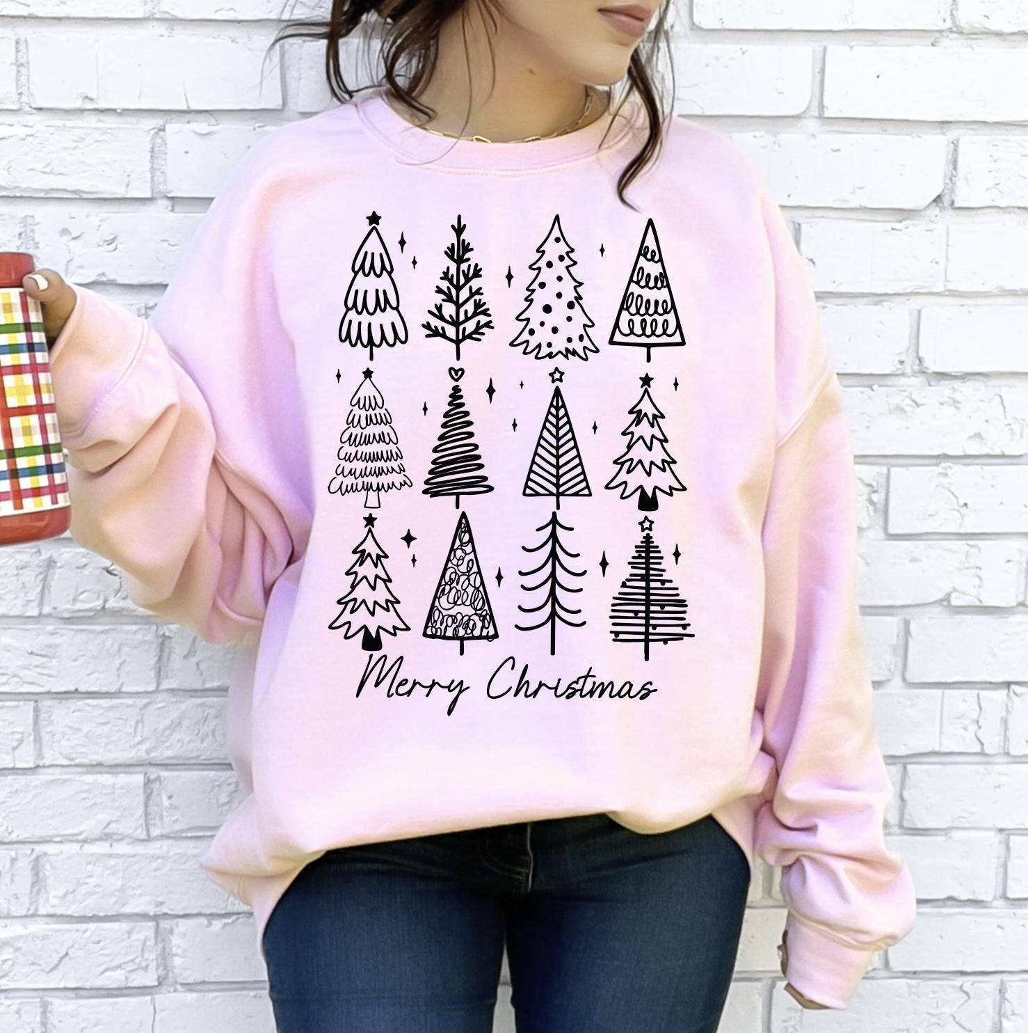 Christmas Trees DTG Printed T-Shirt or Sweatshirt | DTG Printed Holiday Graphic Shirt | Cozy Unisex Christmas Top