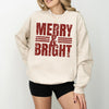 Merry and Bright DTG Printed Pink Santa Sweatshirt or T-Shirt | Cute Holiday Graphic Tee | Christmas Shirt