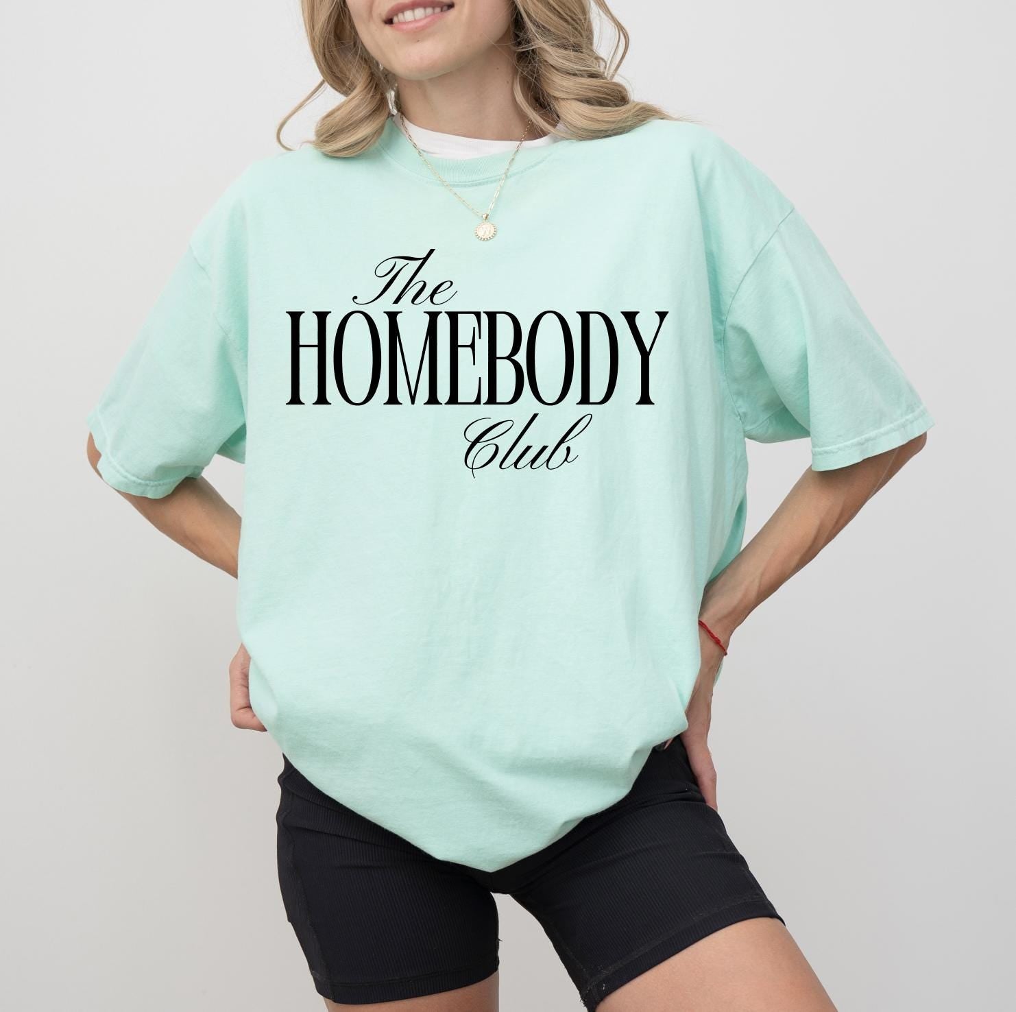 The Homebody Club Sweatshirt or T-Shirt, Cozy Loungewear Graphic Tee, DTG Printed Minimalist Comfort Shirt, Introvert Gift