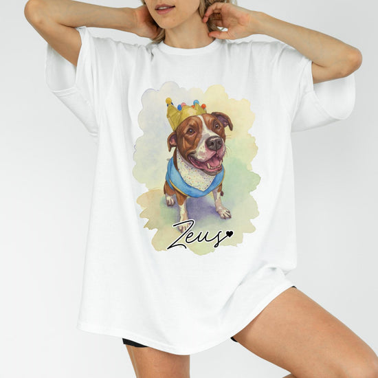 Custom Full Color Pet T-Shirt with Photo & Name DTG Printed | Personalized Pet Portrait Shirt | Custom Dog Cat Graphic Tee | Pet Lover Gift