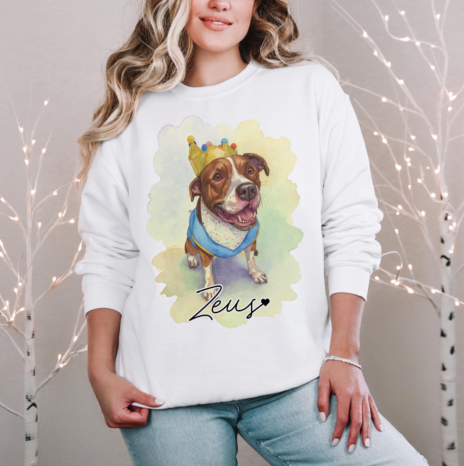 Custom Full Color Pet T-Shirt with Photo & Name DTG Printed | Personalized Pet Portrait Shirt | Custom Dog Cat Graphic Tee | Pet Lover Gift