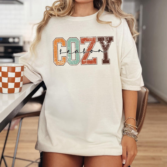 Comfort Colors, Cozy Season Shirt, Fall Season T-Shirt, Autumn Cozy Shirt, Cute Cozy Season T-Shirt, Floral Cozy Season Tee, Girl Fall Shirt