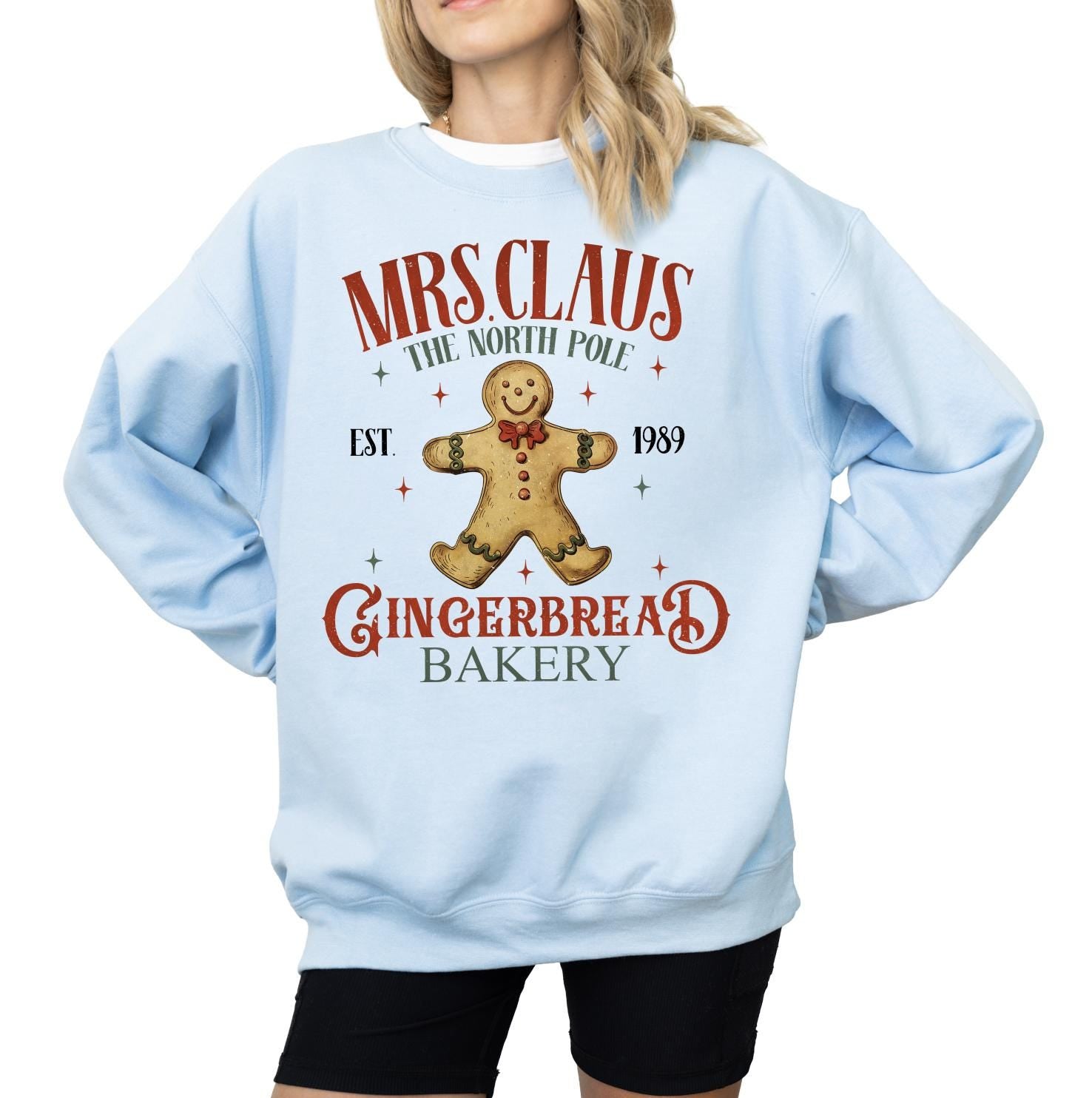 Mrs. Claus Gingerbread House Christmas Sweatshirt, Gingerbread Christmas Tree Farm, Retro Griswold Christmas