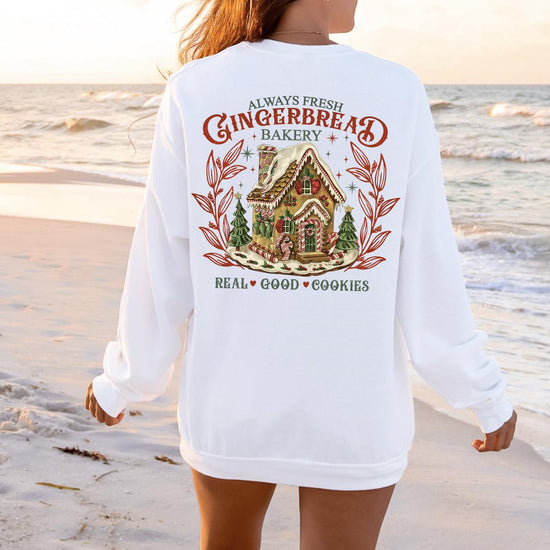 Mrs. Claus Gingerbread House Christmas Sweatshirt, Gingerbread Christmas Tree Farm, Retro Griswold Christmas
