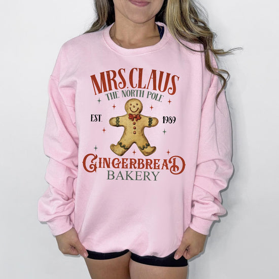 Mrs. Claus Gingerbread House Christmas Sweatshirt, Gingerbread Christmas Tree Farm, Retro Griswold Christmas