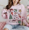 Hand drawn Christmas Icons DTG Printed Christmas Sweatshirt or T-Shirt | Cute Holiday Graphic Tee | Trendy Christmas Shirt