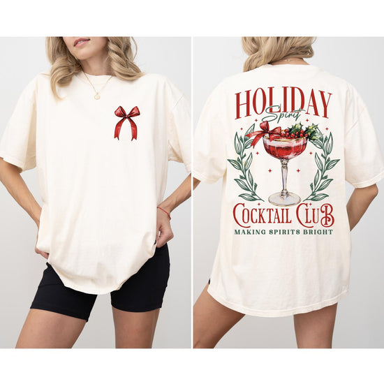 Holiday Spiritz Christmas Sweatshirt, Retro Holiday Santa Sweatshirt, Merry Christmas Sweater, Christmas Santa Bow