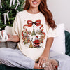 Christmas Scene DTG Printed Pink Sweatshirt or T-Shirt | Cute Holiday Graphic Tee | Pink Christmas Shirt