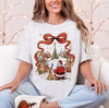 Christmas Scene DTG Printed Pink Sweatshirt or T-Shirt | Cute Holiday Graphic Tee | Pink Christmas Shirt