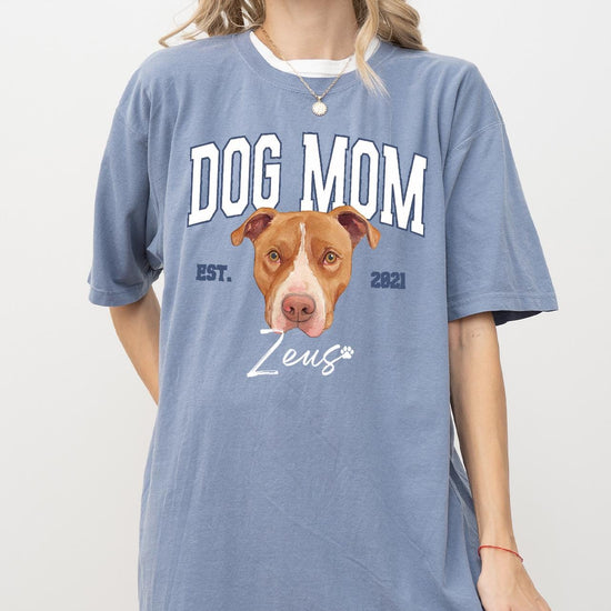 Custom Pet Christmas T-Shirt with Photo & Name DTG Printed | Personalized Pet Portrait Shirt | Custom Dog Cat Graphic Tee | Pet Lover Gift