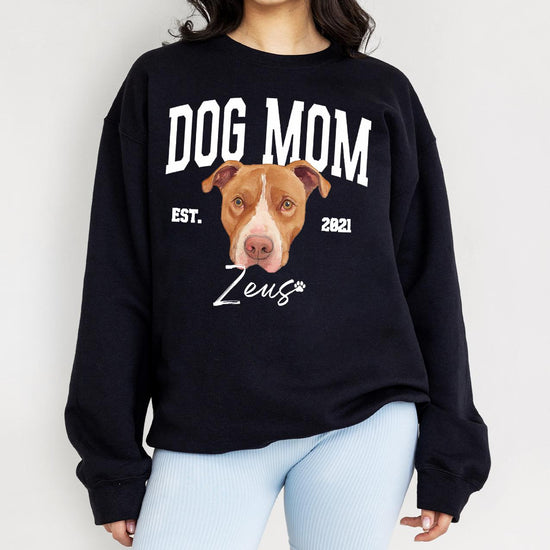 Custom Pet Christmas Sweatshirt with Photo & Name DTG Printed | Personalized Pet Portrait Sweater | Custom Dog Cat Graphic