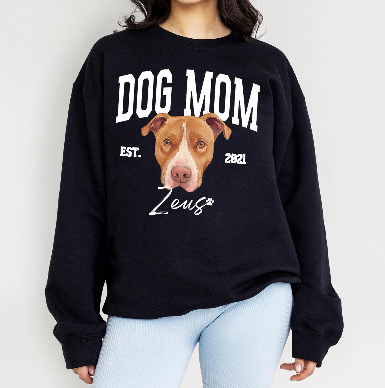 Custom Pet Christmas Sweatshirt with Photo & Name DTG Printed | Personalized Pet Portrait Sweater | Custom Dog Cat Graphic
